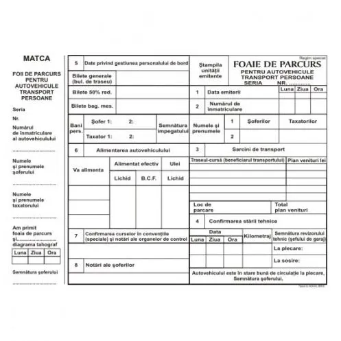 Formulare tipizate Foaie parcurs persoane, format A4, 100 coli/carnet