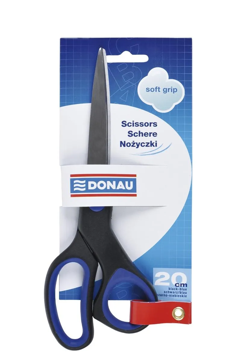 DONAU Foarfeca otel, ergonomica, 20cm, cu rubber grip, DONAU Soft Grip - maner albastru