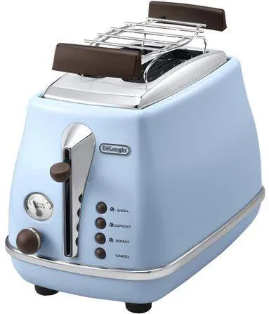 DELONGHI Prajitor de paine Icona Vintage CTOV 2103.AZ, 900 W, 2 Felii, Control electronic rumenire, Bleu