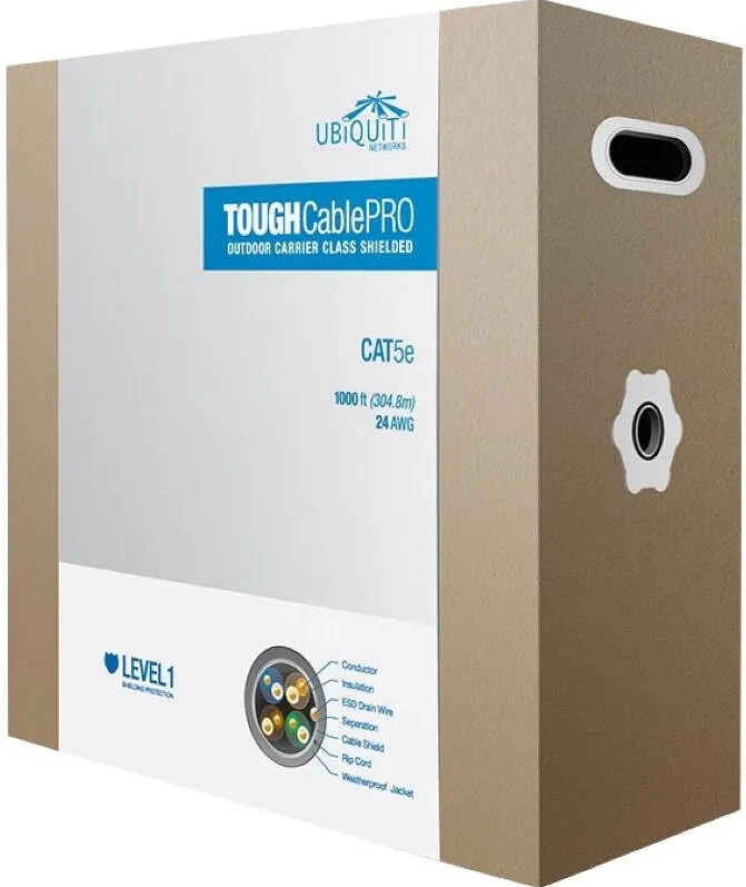 Cablu Retea UBIQUITI Tough Pro CAT5e, 24 AWG, Outdoor Shielded, 305m, Gray