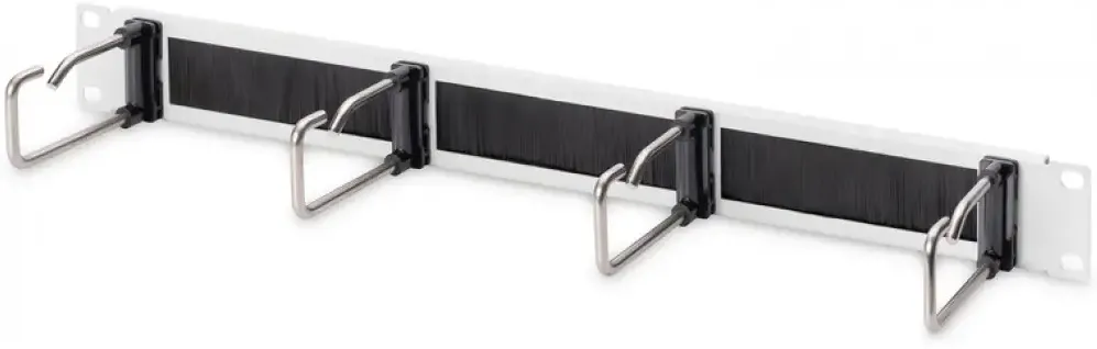 Accesoriu Retea Assmann 1U cable management panel with brush 4xsteel rings 40x75mm grey RAL 7035