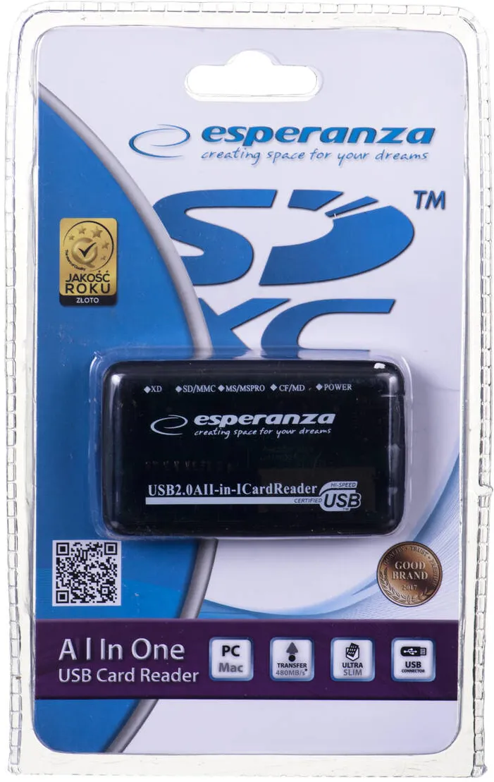 Card Reader Esperanza EA117 Black USB 2.0