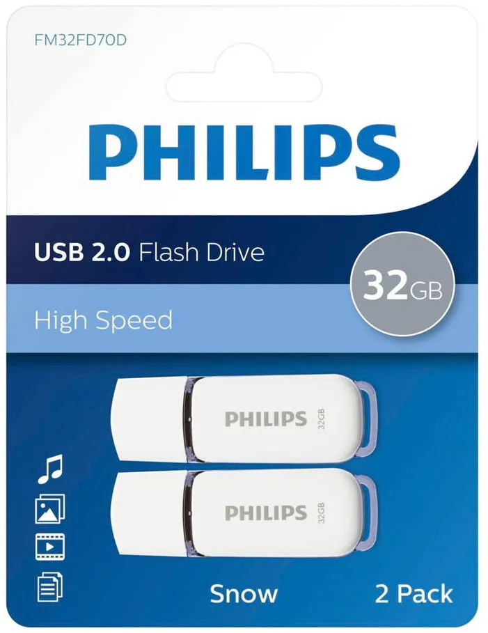 Memorie USB Philips USB 2.0 2-Pack 32GB Snow Edition Shadow Grey