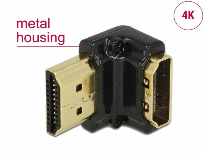 Adaptor HDMI DELOCK 65662 High Speed cu Ethernet HDMI-A mama la HDMI-A tata 4K unghi 90 grade in jos negru