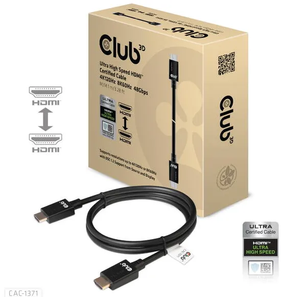 Cablu CLUB 3D HDMI A -> A 2.1 Ultra High Speed 10K HDR 1m