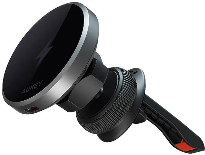 Aukey Car Phone Holder Aukey HD-MC13, with charger 15W Qi2 (black)