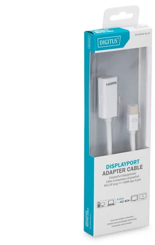 Adaptor Digitus Adap Digitus Converter DP to HDMI white 0,15m