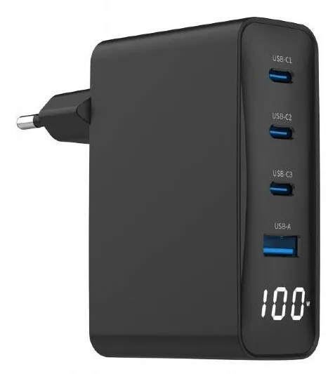 Gembird  TA-UC-PDQC100LCD-01-BK mobile device charger Laptop, Smartphone Black AC Fast charging Indoor