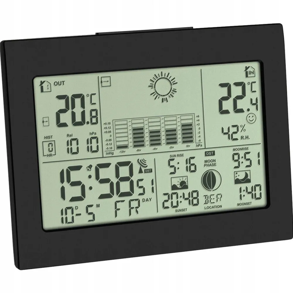 TFA Statie Meteo TFA 35.1155.01, senzor extern wireless 100m, ecran LCD mare, alimentare baterii