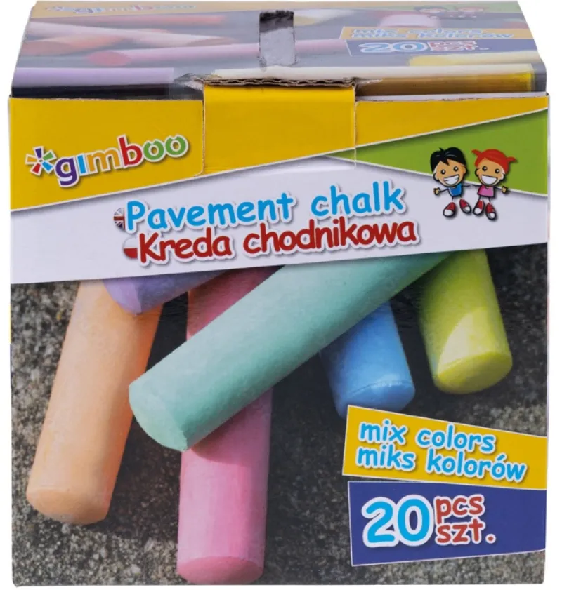 GIMBOO Creta colorata XXL, pentru pardoseala de exterior, 20 buc/cutie, GIMBOO