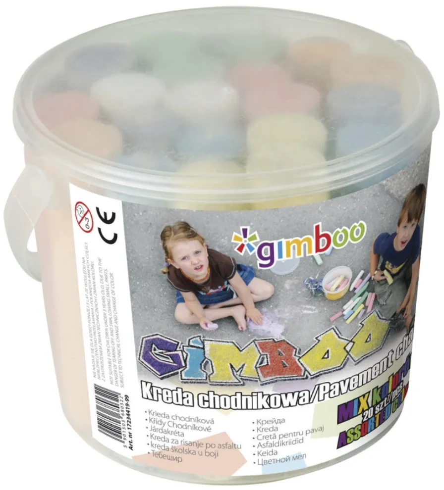 GIMBOO Creta colorata XXL, pentru pardoseala de exterior, 20 buc/galeata, GIMBOO