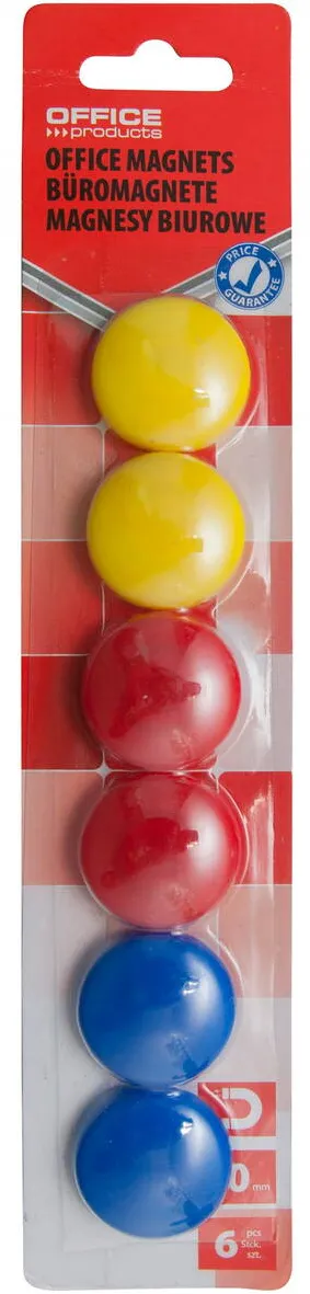 Office Products Magneti forma rotunda, diametru 30mm, 6 buc/blister, Office Products - culori asortate