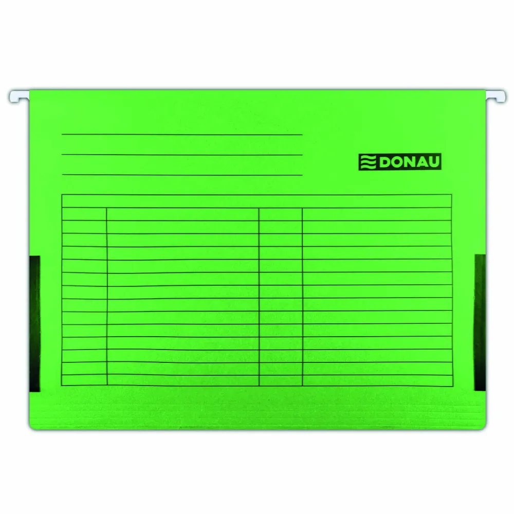 DONAU Dosar suspendabil cu burduf si eticheta, bagheta metalica, 5 buc/set, DONAU - verde