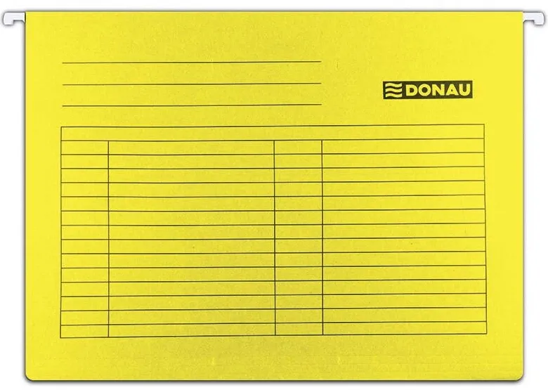 DONAU Dosar suspendabil cu eticheta, bagheta metalica, carton 230g/mp, 5 buc/set, DONAU - galben