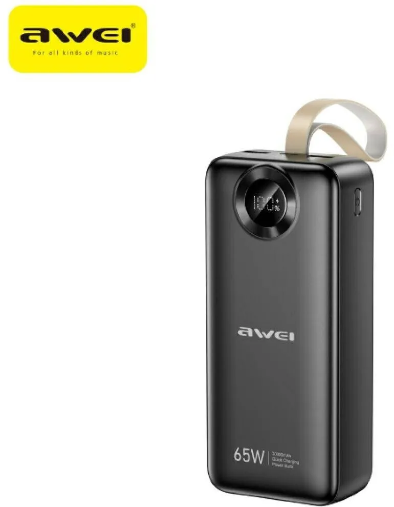 AWEI Powerbank Awei PA-34 30000mAh 65W Fast charging, 3 porturi, negru