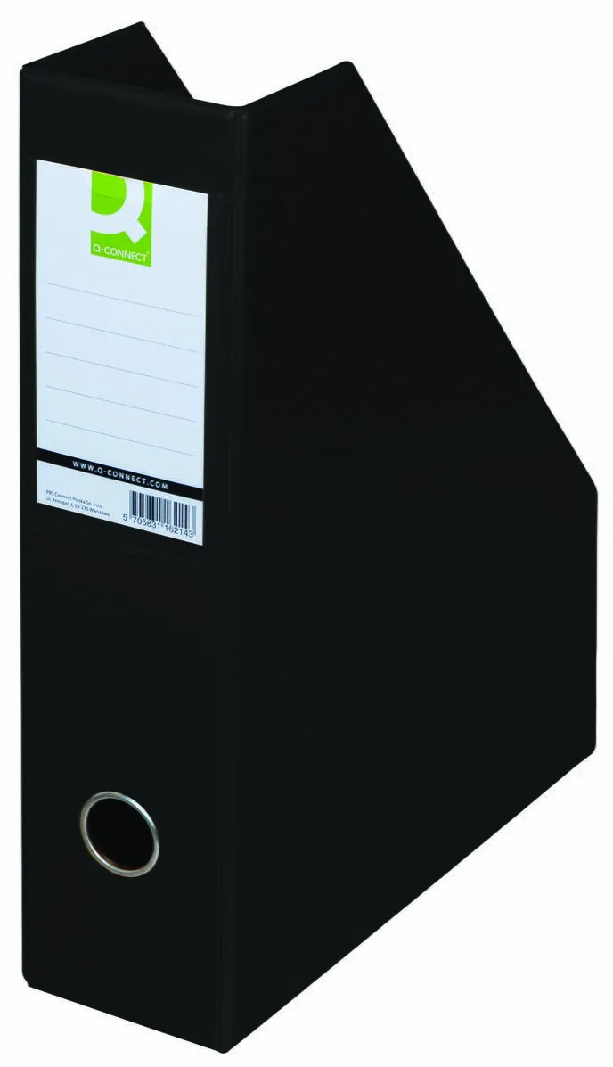 Q-CONNECT Suport reviste, carton plastifiat PVC, latime 76mm, Q-Connect - negru