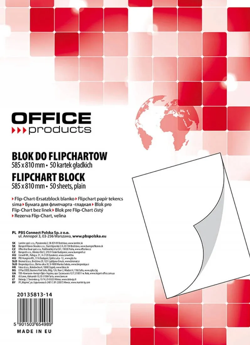 Office Products Rezerva hartie pentru flipchart, 70g/mp, 58.5x81cm, 50coli/top, Office Products - velina