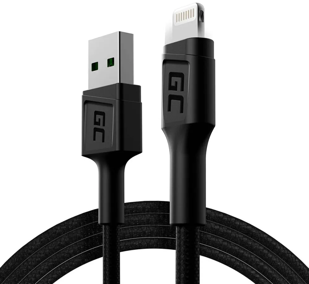 Green Cell Cablu USB-Lightning 200cm, Green Cell GC Ray. incarcare rapida Apple 2.4A, pentru Apple iPhone iPad iPod