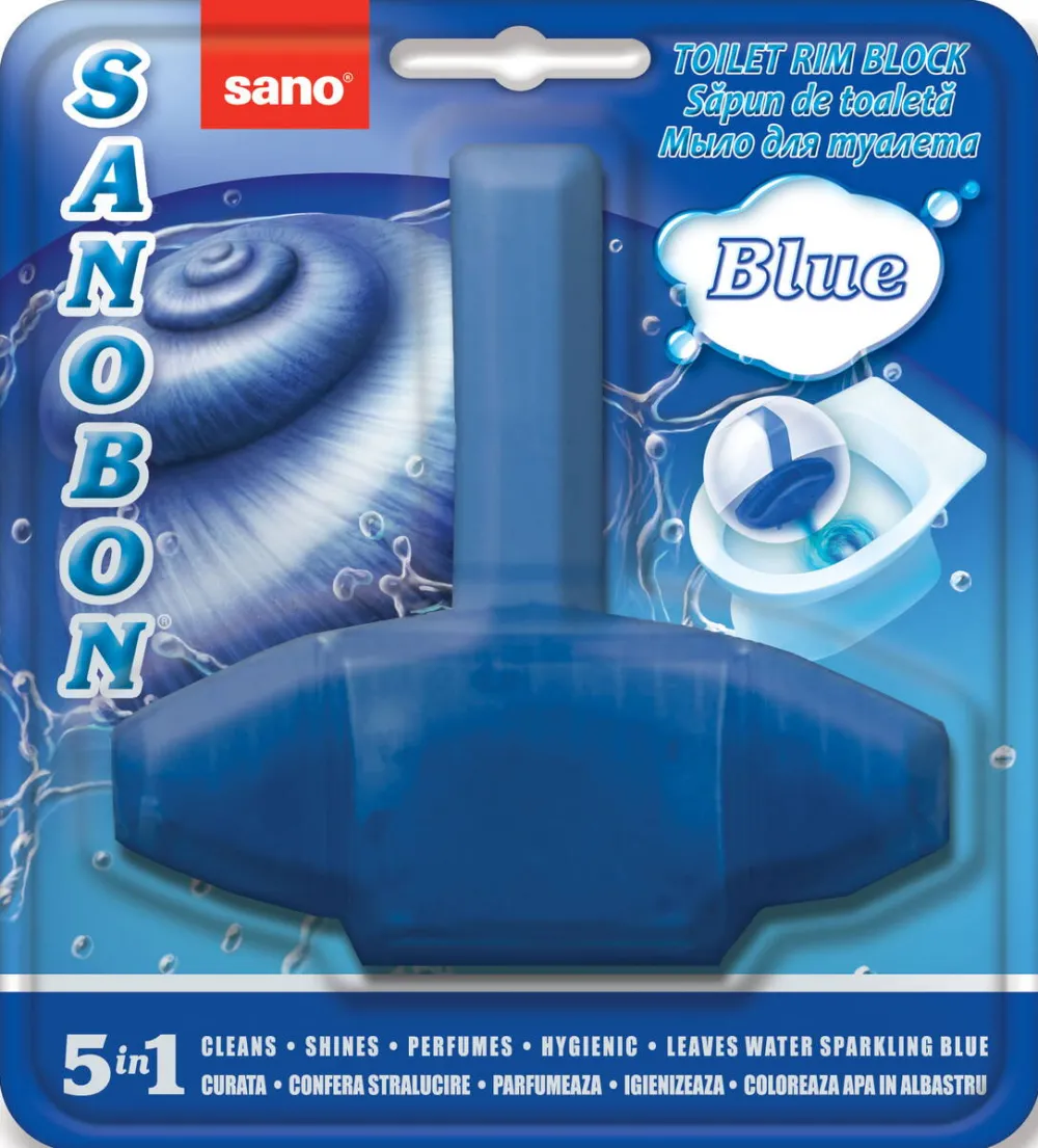 Sano Odorizant solid pt. vasul toaletei, curata si coloreaza apa, 1000 utilizari, SANO Bon - albastru