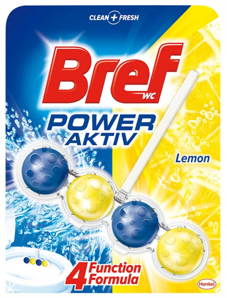 Chemia BREF Power Aktiv Lemon, odorizant solid pentru toaleta, bilute - 50 grame/blister