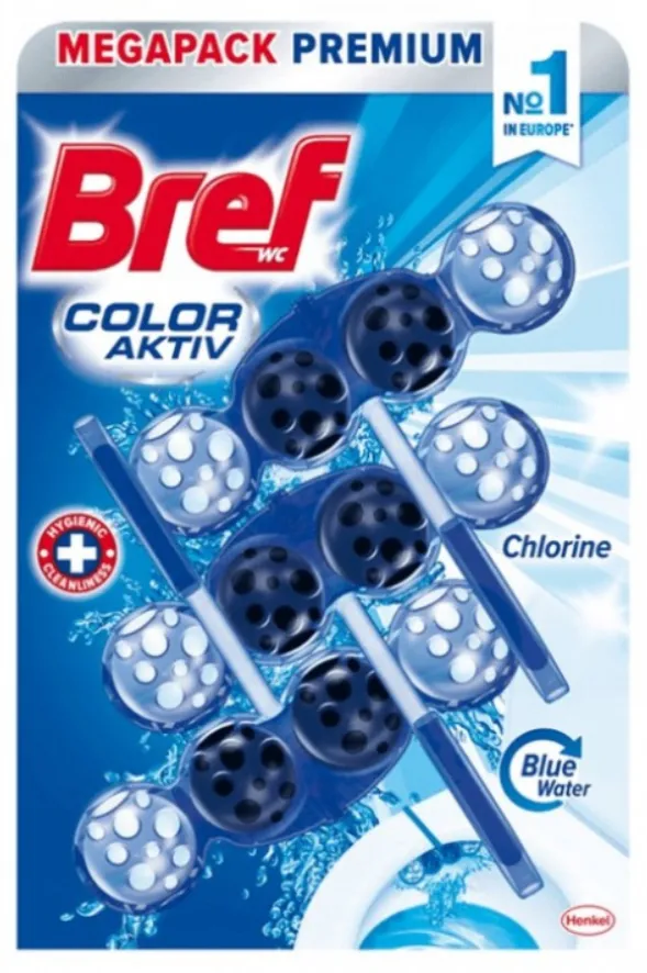 Chemia BREF Power Aktiv Chlorine, odorizant solid pentru toaleta, bilute - 3 x 50 grame/blister