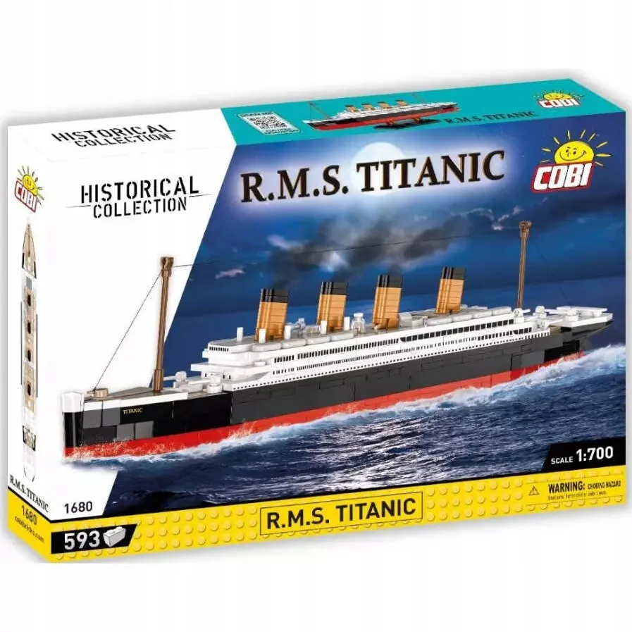 Puzzle Cobi Klocki Set de constructie Cobi R.M.S. Titanic, 593 piese, 38,5x12cm, istoric