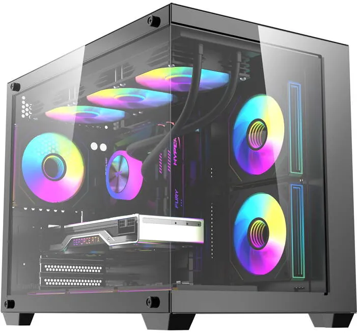 Carcasa PC Darkflash pentru computer DarkFlash B275 PRO (negru) + 6 ventilatoare