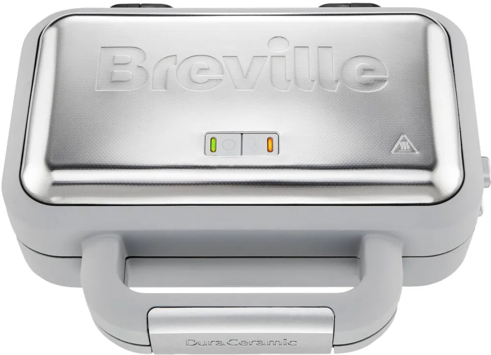 Breville Aparat de vafe/gofre Breville VST072X-01, 850W, capacitate 2 gofre, placi antiaderente si detasabile Duraceramic, indicatoare luminoase, inox/alb