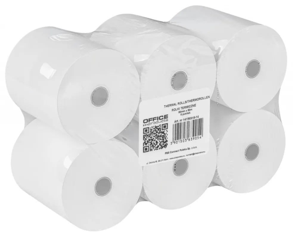 Banda etichete Office Products Rola hartie termica, pentru case de marcat, 80mm x 80m x D15mm, 6buc/set, Office Products