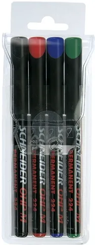 Schneider Universal permanent marker Schneider Maxx 224 M, varf 1mm, 4 culori/set - (N, R, A, V)