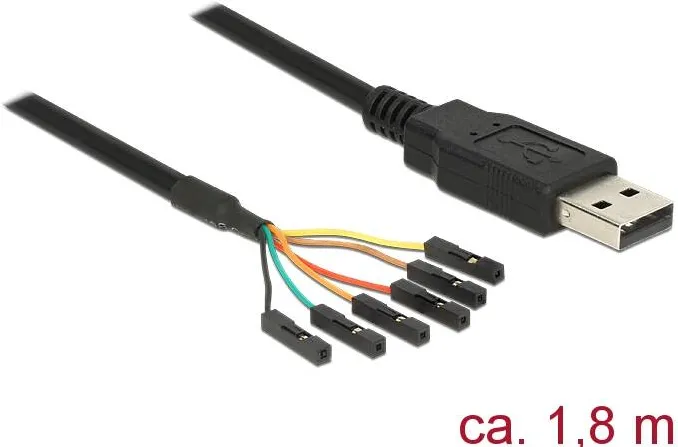 DELOCK 83787, Converter USB 2.0 > Serial-TTL 6 pin pin header connector individually 1.8 m (3.3 V) - serial adapter - USB