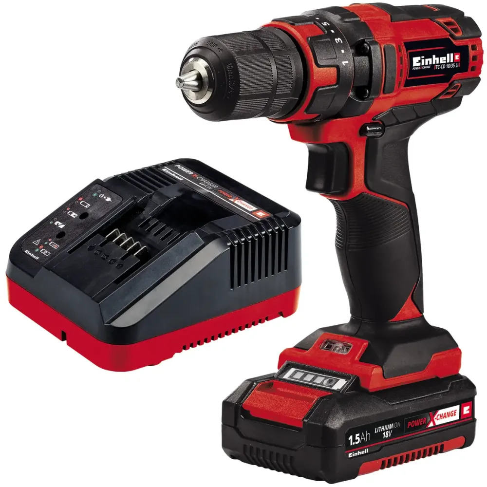Einhell Masina de gaurit si surubelnita (bormasina) pe acumulator PXC TC-CD 18/35 Li, 18 V, 35 Nm, acumulator, incarcator