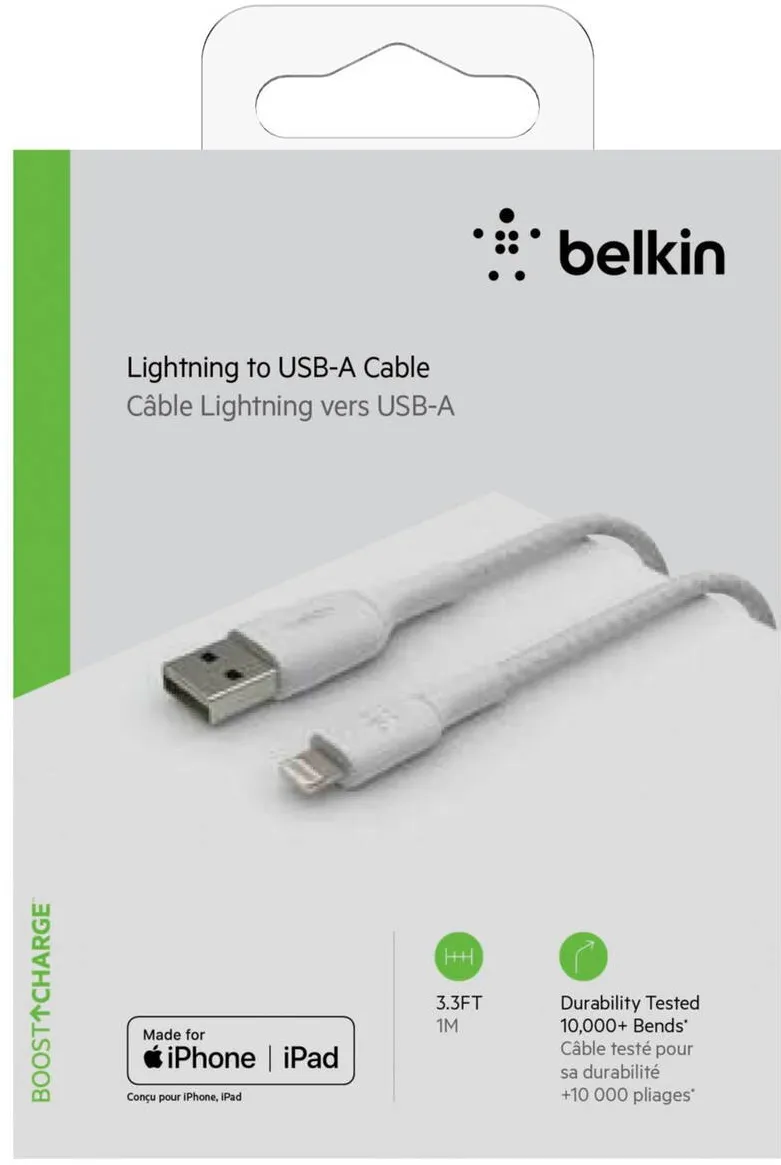 BELKIN Cablu Date Lightning Cable 1m, coated, mfi cert, white