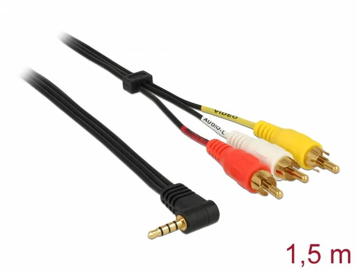 Cablu DELOCK 3,5mm 90° -> 3x Cinch St/St 1.50m