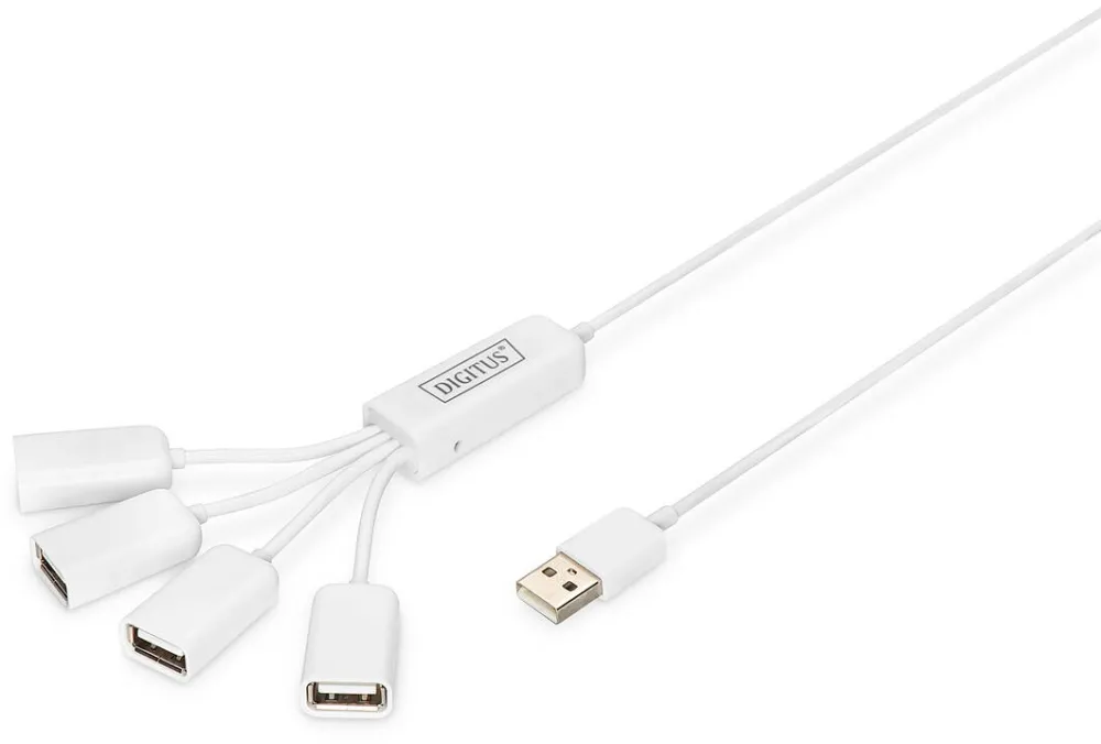 Docking Station Digitus  USB 2.0 Cable Hub, 4-Port 4x USB A/F, 1x USB A male, DC2.5mm (PSU not incl.)