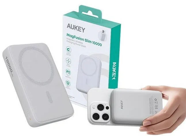 Aukey PB-MS04 White Qi2 Power Bank 10000mAh 20W| MagSafe PD