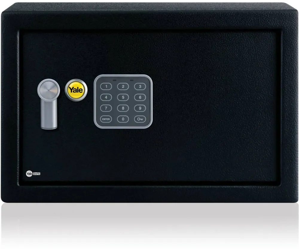 Yale Seif mediu cu alarma incorporata de 130 dB Yale YEC/200/DB2, 200 x 310 x 200 mm cu tastatura electronica, culoare negru