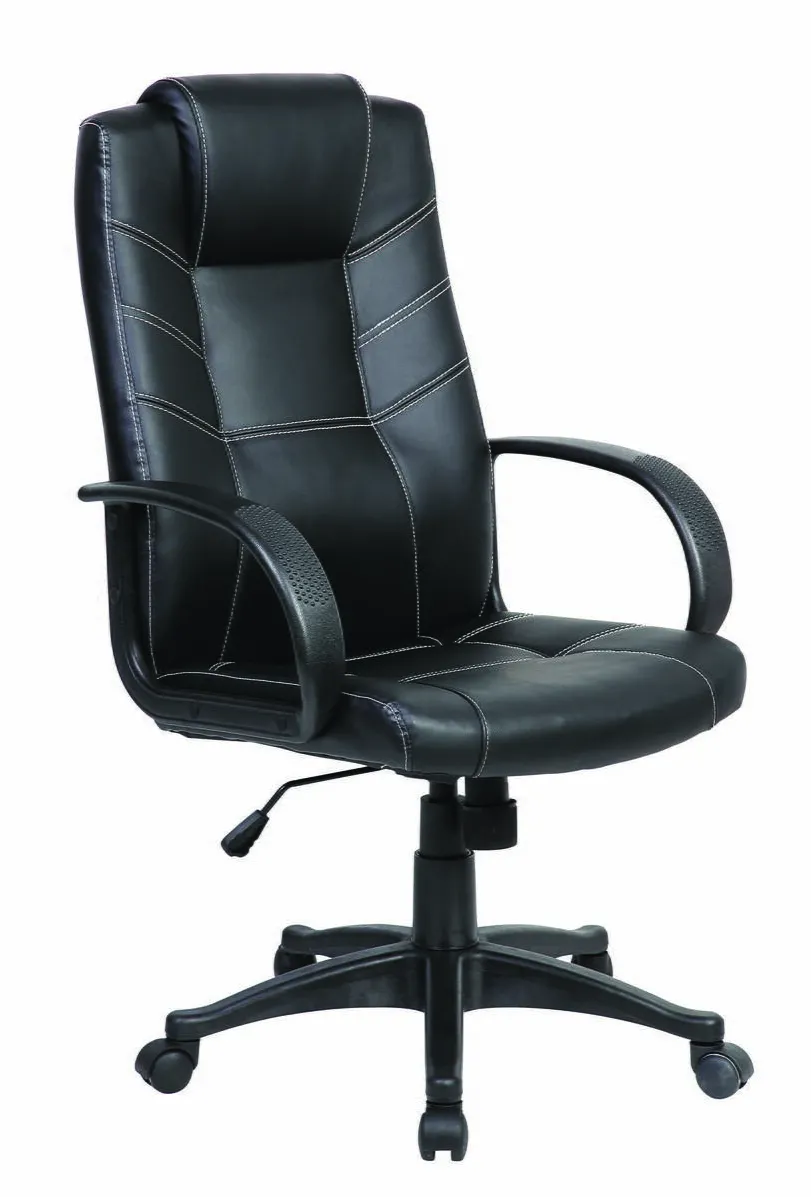 Office Products Scaun de birou, brate plastic, rotile, piele ecologica, Office Products Corsica - negru