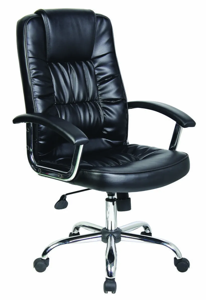 Office Products Scaun de birou, brate metalice, rotile, piele ecologica eleganta, Office Products Cyprus - negru