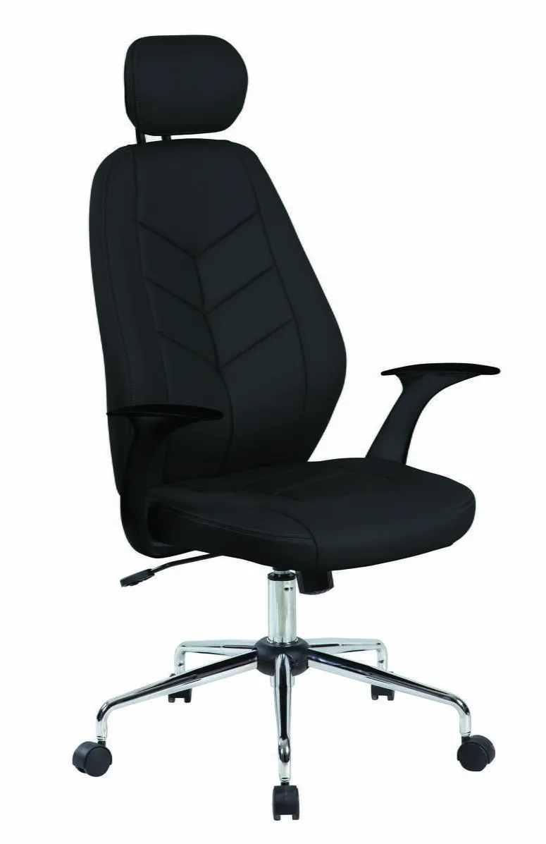 Office Products Scaun de birou, brate plastic, rotile, piele ecologica eleganta, Office Products Tenerife - negru