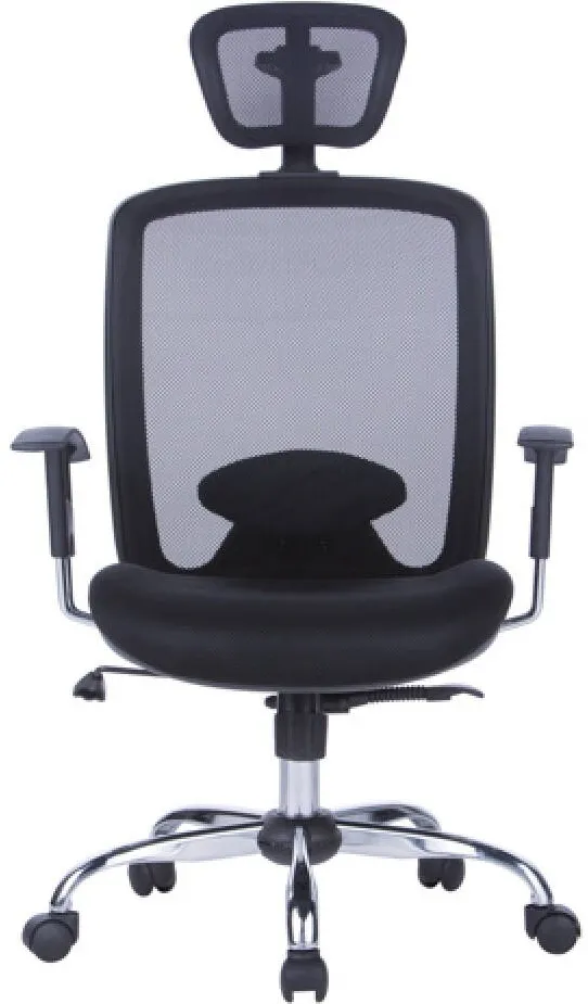 Office Products Scaun de birou, brate plastic, rotile, mesh textil, cu tetiera, Office Products Samos - negru