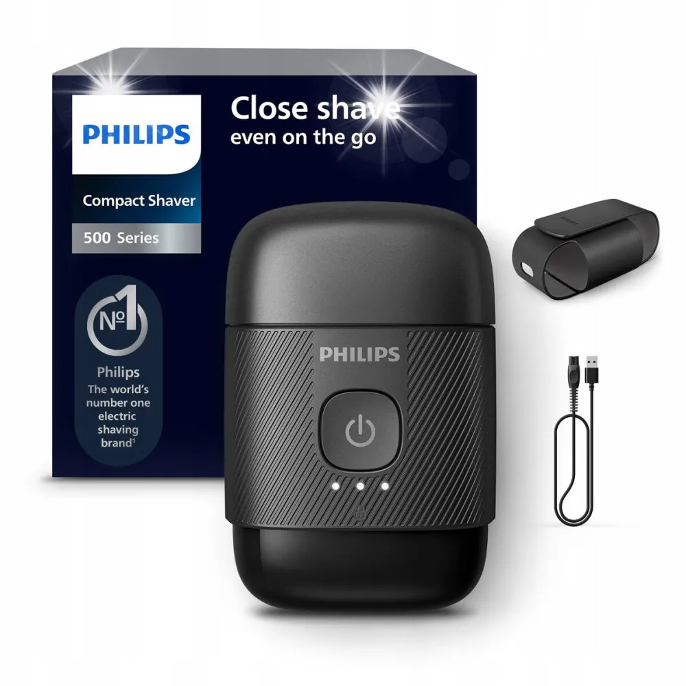 Philips Aparat de ras electric Philips Seria 500, compact, negru, pentru barbierit umed si uscat
