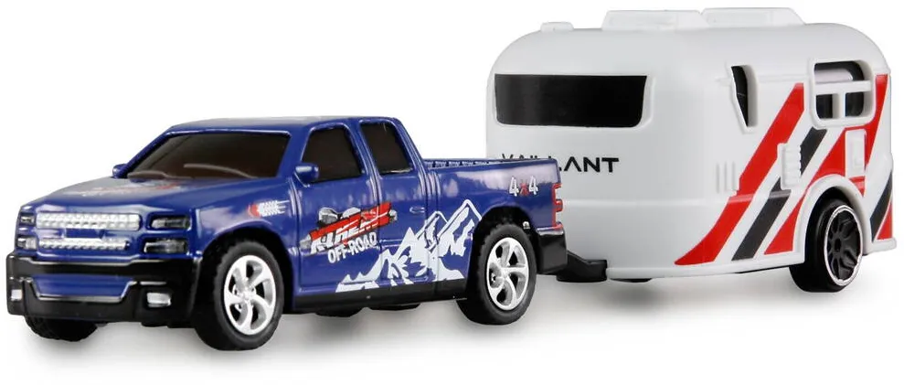 Masina AMEWI Pickup RC Amewi cu remorca 1:64, LED, caroserie metalica, 3 viteze, RTR