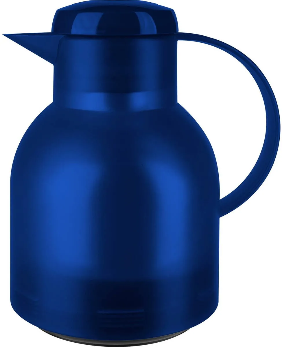 Emsa SAMBA vacuum jug, 1 liter (blue/transparent, QUICK PRESS closure)