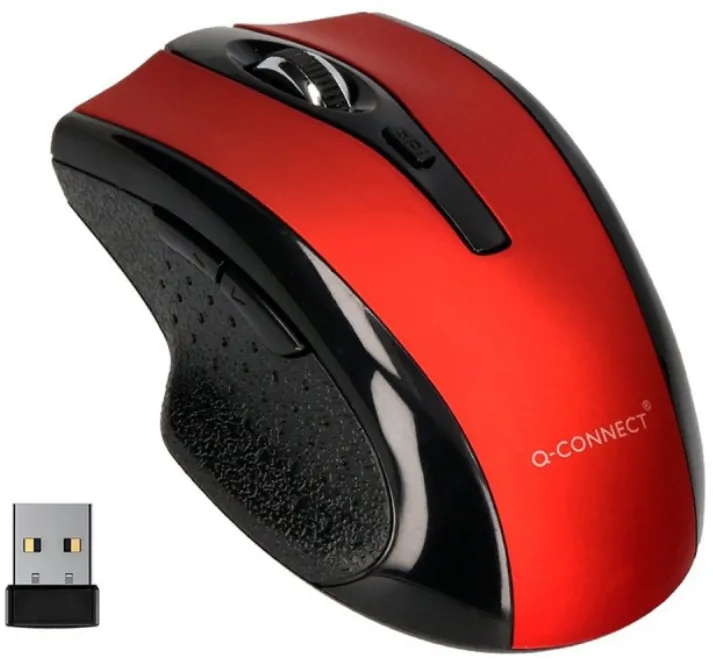 Mouse Q-CONNECT cu 4 butoane, wireless, ambidextru, Q-Connect - rosu