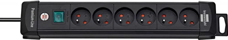 Brennenstuhl Prelungitor BRENNERSTUHL Premium, 6 prize cu impamantare, cablu 3 m, intrerupator - negru