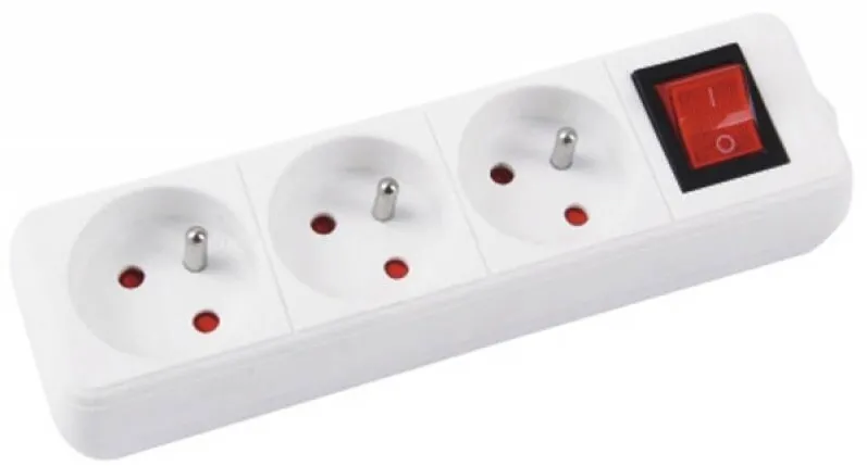 Office Products Prelungitor cu 3 prize, cablu 3 metri, cu intrerupator, Office Products - alb