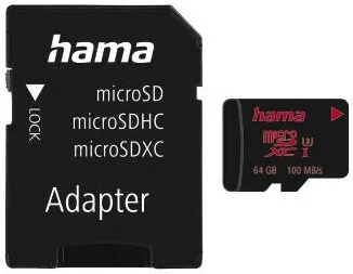 Card de Memorie HAMA microSDXC 64GB UHS Speed C3 UHS-I 100MB/s + Adapter/Photo
