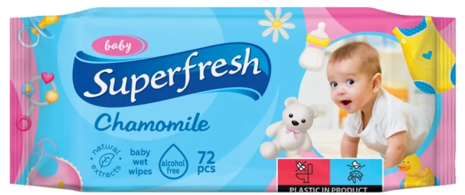 Generic Servetele umede pentru copii, 72buc/pachet, cu extract de musetel, SuperFresh