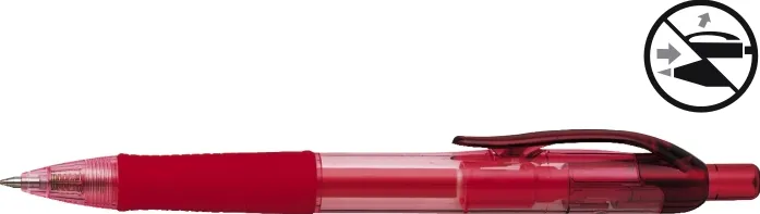 Penac Pix cu gel PENAC FX-7, rubber grip, 0.7mm, corp transparent rosu - scriere rosie